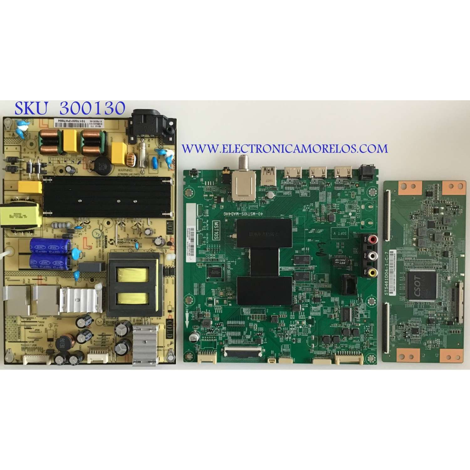 KIT DE TARJETAS PARA TV TCL / MAIN T8-43NAGA-MA1 / 40-MST10S-MAD4HG / MST10S / V8-ST10K01-LF1 / T-CON 34291100361321T / ST5461D04-1-C-7 / FUENTE 81-PBE055-H90 / SHG5804A-101H / DLBB464 / SHG5804A02-101H / PANEL LVU550CS0T / ST5461D03-3 / MODELO 55S403